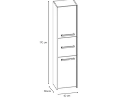 Armoire de salle de bain, blanc mat, 170 x 40 x 30 cm