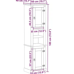 Armoire de salle de bain Corona 50x40x185 cm bois de pin massif vidaXL