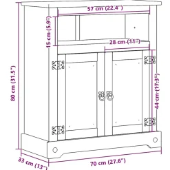 Armoire de salle de bain Corona 70x33x80 cm bois de pin massif vidaXL