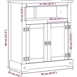 Armoire de salle de bain Corona 70x33x80 cm bois de pin massif vidaXL