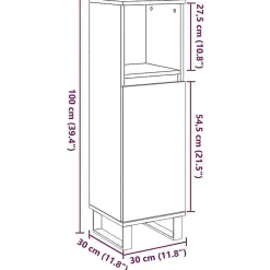 Armoire de salle de bain gris béton 30x30x100 cm vidaXL