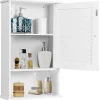 Armoire de Salle de Bain Mural Etagere Reglable en Hauteur Blanc