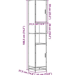 Armoire de salle de bain chêne sonoma bois d'ingénierie métal vidaXL
