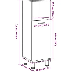 Armoire de salle de bain Gris béton 30x30x95 cm Aggloméré vidaXL