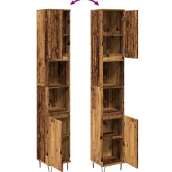 Armoire de salle de bain vieux bois 30x30x190cm bois ingénierie vidaXL