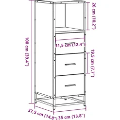 Armoire de salle de bain sonoma gris 35x37,5x100 cm vidaXL