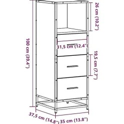 Armoire de salle de bain sonoma gris 35x37,5x100 cm vidaXL