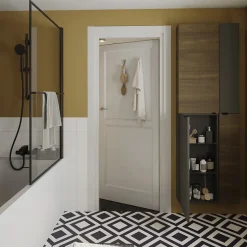 Armoire de salle de bains noir mat l.40 x H.90 x P.36 cm, GoodHome Imandra