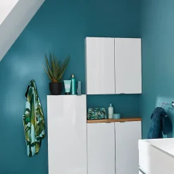 Armoire de salle de bains faible profondeur blanc brillant l.60 x H.60 x P.15 cm, GoodHome Imandra
