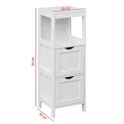 Armoire de Salle de Bains en MDF Blanc avec 2 Tiroirs 1 étagère Rebecca Mobili