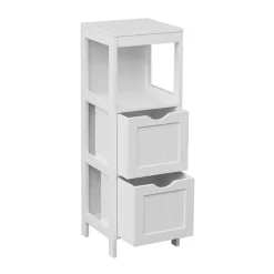 Armoire de Salle de Bains en MDF Blanc avec 2 Tiroirs 1 étagère Rebecca Mobili