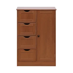 Armoire de Salle de Bains 4 Tiroirs 1 Porte en MDF Marron Rebecca Mobili