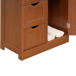 Armoire de Salle de Bains 4 Tiroirs 1 Porte en MDF Marron Rebecca Mobili