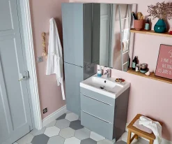 Armoire de salle de bains gris brillant l.40 x H.90 x P.36 cm, GoodHome Imandra