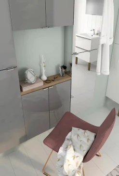 Armoire de salle de bains faible profondeur gris brillant l.60 x H.60 x P.15 cm, GoodHome Imandra