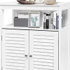 Armoire de Salle de Bains Meuble de Rangement sur Pieds Armoire en MDF avec 2 Portes a Volets et Etagere Reglable
