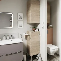 Armoire de salle de bains effet chêne l.40 x H.90 x P.36 cm, GoodHome Imandra