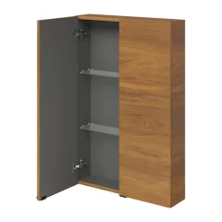 Armoire de salle de bains faible profondeur effet noyer l.60 x H.90 x P.15 cm, GoodHome Imandra