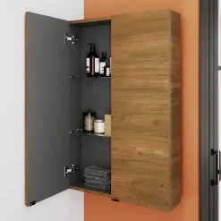 Armoire de salle de bains faible profondeur effet noyer l.60 x H.90 x P.15 cm, GoodHome Imandra