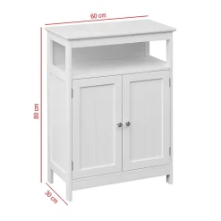 Armoire de Salle de Bains 2 Portes et étagère MDF Blanc Rebecca Mobili