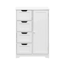 Armoire de Salle de Bains 4 Tiroirs 1 Porte en MDF Blanc Rebecca Mobili