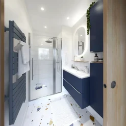 Armoire de salle de bains faible profondeur bleu nuit mat l.40 x H.90 x P.15 cm, GoodHome Imandra