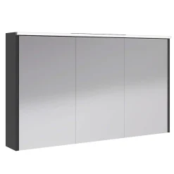 Armoire de salle de bains éclairante avec miroir Archi noir mat 120 cm