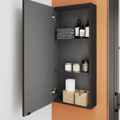 Armoire de salle de bains faible profondeur noir mat l.40 x H.90 x P.15 cm, GoodHome Imandra