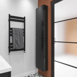 Armoire de salle de bains faible profondeur noir mat l.40 x H.90 x P.15 cm, GoodHome Imandra