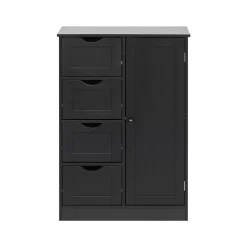 Armoire de Salle de Bains 4 Tiroirs 1 Porte en MDF Noir Rebecca Mobili