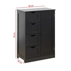 Armoire de Salle de Bains 4 Tiroirs 1 Porte en MDF Noir Rebecca Mobili
