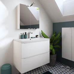 Armoire de salle de bains faible profondeur blanc mat l.60 x H.90 x P.15 cm, GoodHome Imandra
