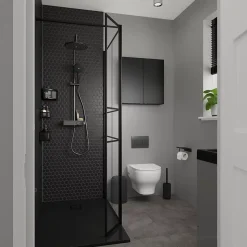 Armoire de salle de bains faible profondeur noir mat l.60 x H.60 x P.15 cm, GoodHome Imandra