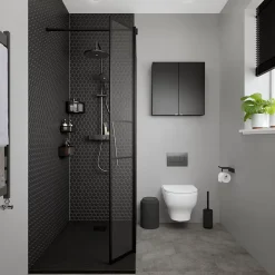 Armoire de salle de bains faible profondeur noir mat l.60 x H.60 x P.15 cm, GoodHome Imandra