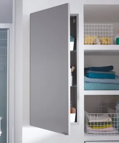 Armoire de salle de bains faible profondeur gris brillant l.40 x H.90 x P.15 cm, GoodHome Imandra