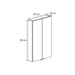 Armoire de salle de bains faible profondeur blanc brillant l.60 x H.90 x P.15 cm, GoodHome Imandra