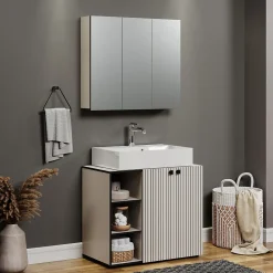 Armoire de toilette 3 portes miroir L90 cm - PUREBLISS