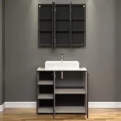 Armoire de toilette 3 portes miroir L90 cm - PUREBLISS