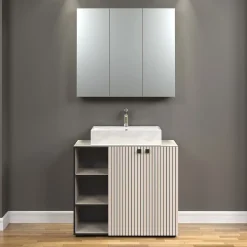 Armoire de toilette 3 portes miroir L90 cm - PUREBLISS