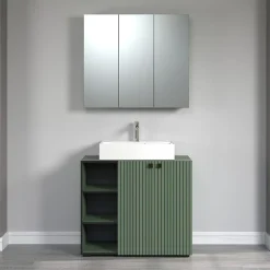 Armoire de toilette 3 portes miroir L90 cm - PUREBLISS