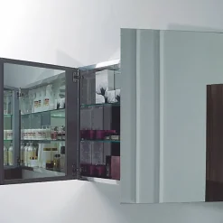 Armoire de toilette aluminium 2 portes- miroir à l'intérieur et à l'extérieur - 100x66x12cm