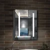 Armoire de toilette avec Miroir LED Anti-Buée, Éclairage 3 Couleurs et Prise Rasoir, Anthracite, 50x70 cm, AICA Sanitaire