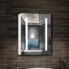 Armoire de toilette avec Miroir LED Anti-Buée, Éclairage 3 Couleurs et Prise Rasoir, Blanc, 40x70 cm, AICA Sanitaire