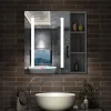 Armoire de toilette avec Miroir LED et Étagère Latérale, Anti-Buée, Éclairage 3 Couleurs + Prise, Anthracite 70x70 cm