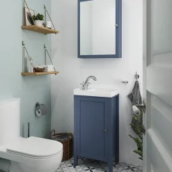 Armoire de toilette bleu mat l.50 x H.70 x P.15 cm, GoodHome Perma