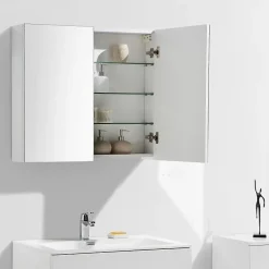 Armoire de toilette bloc-miroir SIENA largeur 80 cm blanc laque