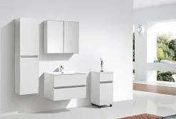 Armoire de toilette bloc-miroir SIENA largeur 80 cm blanc laque