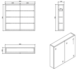 Armoire de toilette bloc-miroir SIENA largeur 80 cm blanc laque