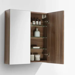 Armoire de toilette bloc-miroir SIENA largeur 60 cm noyer