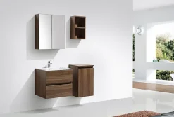 Armoire de toilette bloc-miroir SIENA largeur 60 cm noyer